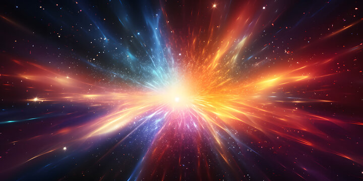 Glowing Energy. Abstract Background of Bursting Light and Particles