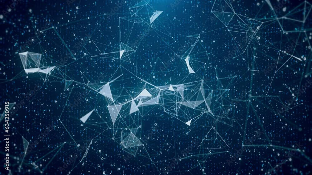 Wall mural 4k digital cyberspace particles digital data social network connections. quantum computer architectu