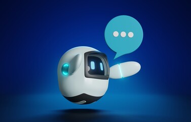 Artificial Intelligence Chatbot on Smartphone, Futuristic 3D Render.