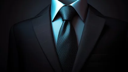 Foto op Plexiglas Black business suit with a tie. Male jacket with shirt and tie close up © Witri