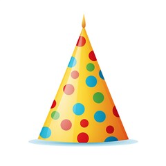 Concept Party celebration hat isolated on white. The illustration is a flat, cartoon design of a yellow hat for a party celebration. Generative ai