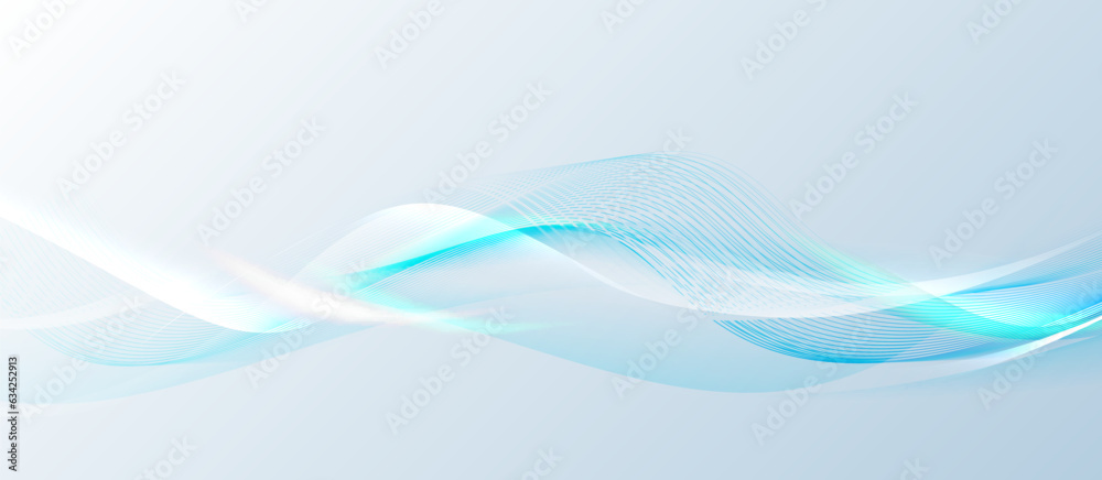 Poster blue and white abstract dynamic line wavy glowing background. futuristic hi-technology concept. vect