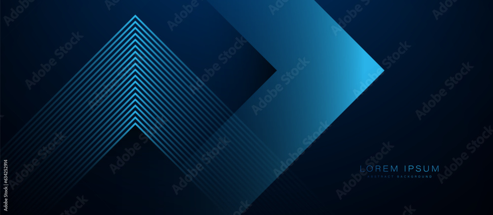 Leinwandbilder dark blue abstract background with glowing triangle geometric lines. modern shiny blue lines pattern