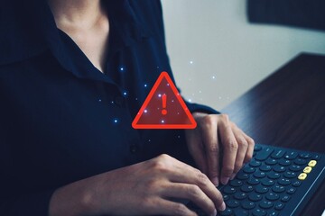 Computer system alarm The scam virus attacks the firewall for error alerts and maintenance. illegal...