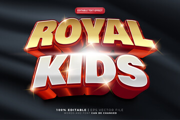 Royal Kids Hero 3D editable text style effect template