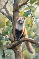 Fototapeta premium A polecat in the forest