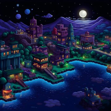 Starry Shorelines: Nighttime Adventures in Mario's World