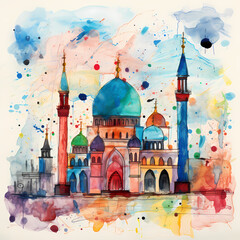 Naklejka premium Mosque Sketch Color