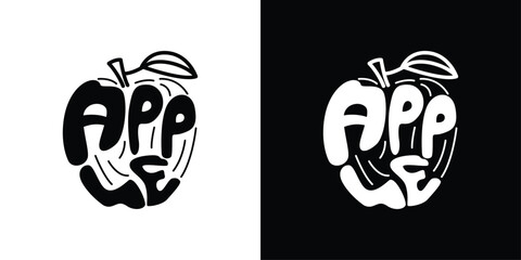 Apple fruit logotype typography vintage design in vector illustration
