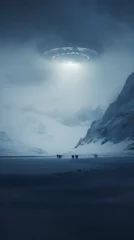 Cercles muraux Antarctique A Spaceship is hidden in the ice in Antarctica. It holds many secrets. Alien technology or advanced civilizations from millennia ago. Generative AI 