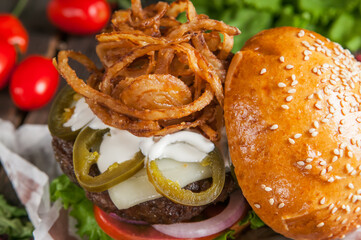 burger and chips