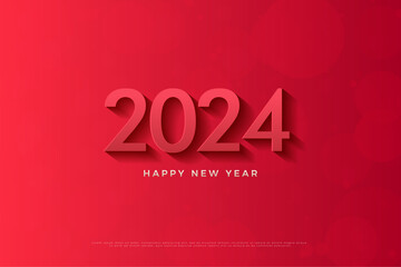 2024 new year celebration numbers with full red color concept.