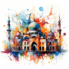 Naklejka premium Mosque Water Color