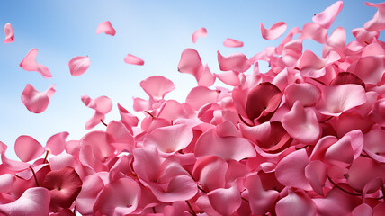 falling rose petals on a white background isolated