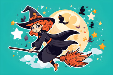 c-vector-art-of-a-cute-witch-flying-on-a-broomstick-with-her-pet-owl-use-bright-colors-
