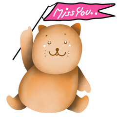 Cute cat showing miss you sign