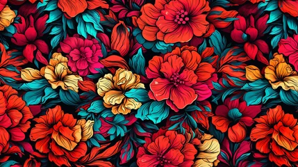Fotobehang 花柄のパターン素材 © Poco_a_Poco_Studio
