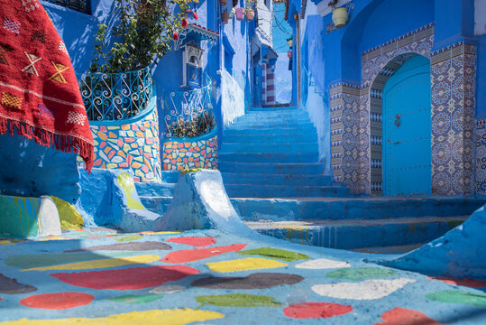 La citt&agrave; blu di chefchaouen, Marocco