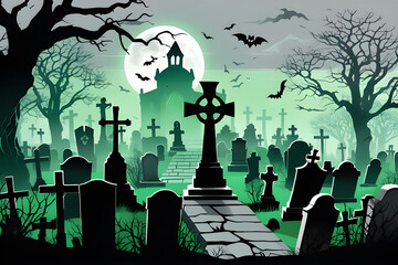 halloween background with cemetery, create-a-vector-art-of-a-graveyard-with-zombies-skeletons-and-ghosts-rising-from-the-graves-use-gr