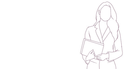 Empowered business woman carrying a note, hand drawn style vector illustration..