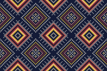 Cross stitch colorful geometric traditional ethnic pattern Ikat seamless pattern abstract design for fabric print cloth dress carpet curtains and sarong Aztec African Indian Indonesian 