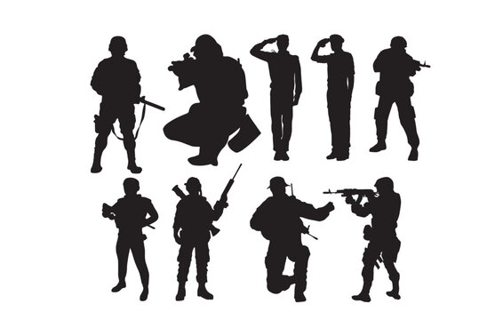 silhouettes Soldiers of people vector eps