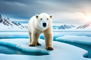 Foto op Canvas polar bear on ice generated by AI tool © Nazia