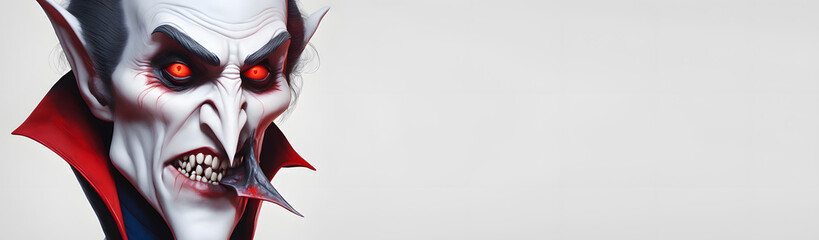 Naklejka premium Scary Vampire Halloween Banner with Space for Copy. Generative AI