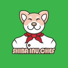 cute chef mascot logo icon shiba inu cartoon character