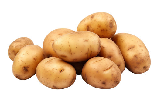Close-up potatoes isolated on transparent or white background PNG