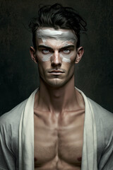 Fototapeta premium Portrait of a young handsome Men's beauty,