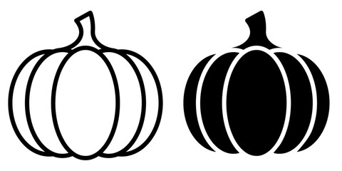 ofvs439 OutlineFilledVectorSign ofvs - pumpkin vector icon . thanksgiving . winter squash . halloween . isolated transparent . black outline and filled version . AI 10 / EPS 10 / PNG . g11779 - obrazy, fototapety, plakaty