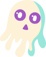 Halloween ghost holiday icon vector cute cartoon holiday symbol icon colored outline line flat 