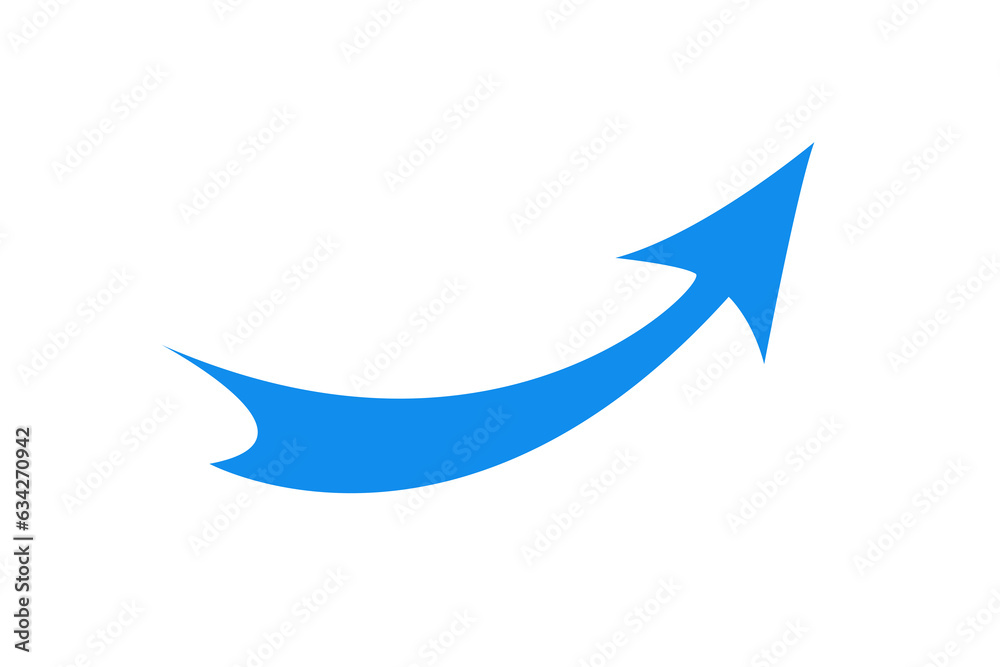 Wall mural blue curved graph with arrow moving up png file type