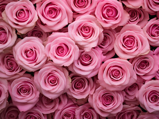 Naklejka premium Bouquet of fresh pink roses, flower bright background.