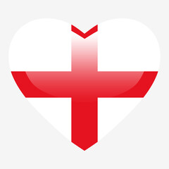 Obraz premium Love England flag, England heart glossy button, England flag icon symbol of love. Patriotic national England symbol.