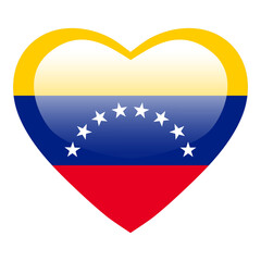 Love Venezuela flag, Venezuela heart glossy button, Venezuela flag icon symbol of love. Patriotic national Venezuela symbol.