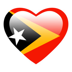 Love East Timor flag, East Timor heart glossy button, East Timor flag icon symbol of love. Patriotic national East Timor symbol.