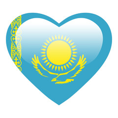 Love Kazakhstan flag, Kazakhstan heart glossy button, Kazakhstan flag icon symbol of love. Patriotic national Kazakhstan symbol.