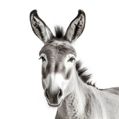 Donkey on a white background close-up.