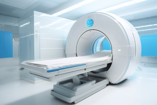 Advanced MRI machine in a diagnostic imaging room