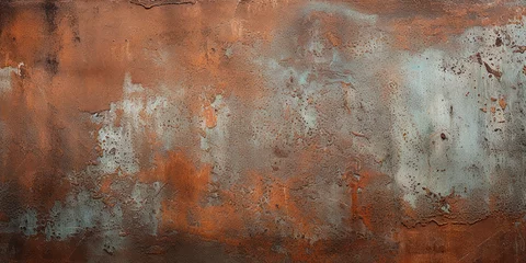 Tuinposter Generate a rusted metal texture with oxidation and worn-out areas. © Araya