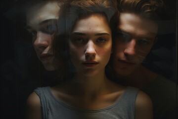 love triangle concept. girl and two men