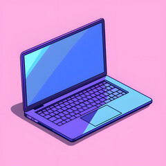 Isometric laptop,flat design.Generative AI.