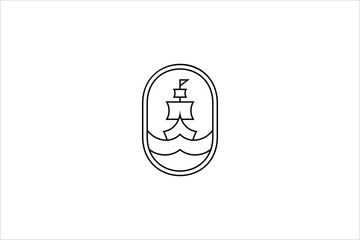 Sailing ship logo design in line art style