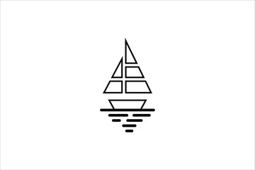 Sailboat line logo design with simple design