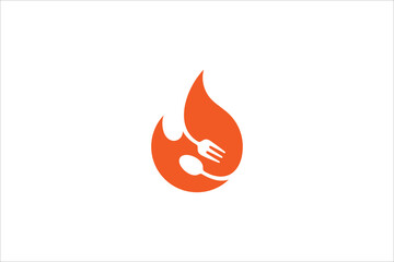 Fire logo design with cutlery combination
