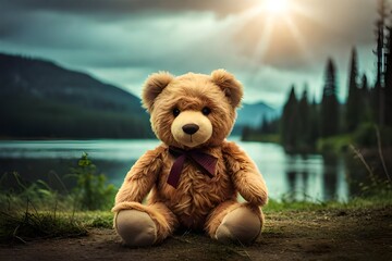 teddy bear on the beach