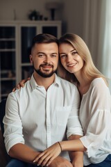 portrait of a happy young couple at home