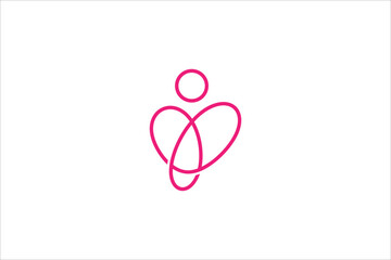 People heart care logo design with line art style